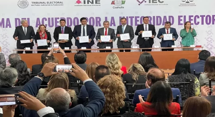 Partidos políticos en Coahuila firman acuerdo de integridad electoral para próximas votaciones